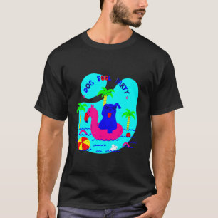 hond zwembadfeest palmbomen flamingo zomer grappig t-shirt