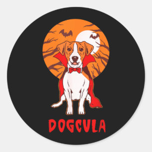 Hondcula hond grap grappige Halloween Ronde Sticker