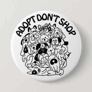 Honden Adoptie Reddingsknop Ronde Button 7,6 Cm