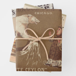 Honden Beer  Amerikaanse Adverteren kunst   Inpakpapier Vel