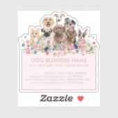 Honden Bloemen Blush Roze Rechthoekig Frame Sticker (Vel)
