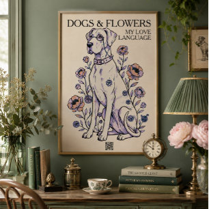 Honden & Bloemen Great Dane Kunstprint Poster