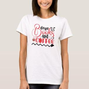 Honden, boeken en koffie t-shirt