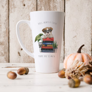 Honden, boeken en koffie Waterverf Illustratie Latte Mok