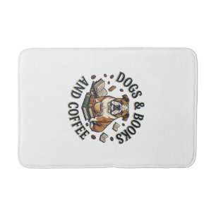 Honden Boeken Koffie Bulldog Stapel Beker_1 Badmat