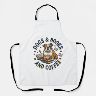 Honden Boeken Koffie Bulldog Stapel Bekertje_1 Schort