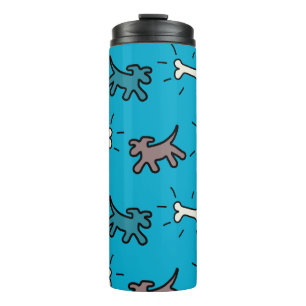Honden Botten Graffiti Style Blue Thermal Trumbler Thermosbeker
