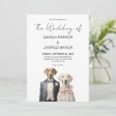 Honden bruid & bruidegom bruiloft kaart (Staand voorkant)