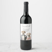 Honden bruid & bruidegom bruiloft wijn etiket (Voorkant)