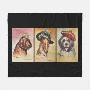Honden, cartoondrieluik fleece deken