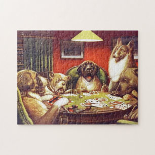 Honden die kaarten afspelen puzzel legpuzzel