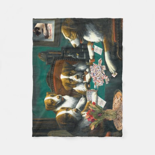 Honden die Mah Jongg Blanket spelen Fleece Deken (Voorkant)