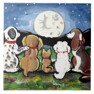 Honden die Moon Dark Blue 6-inch tegel bekijken Tegeltje