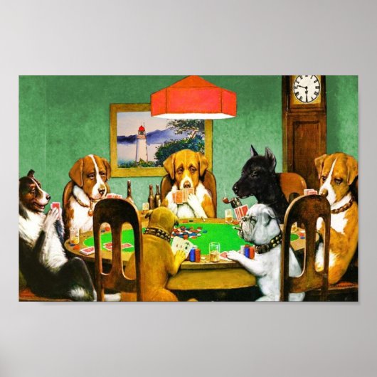 Honden die pokerkaarten spelen poster (Voorkant)