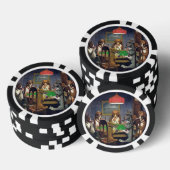 Honden die pokerklep spelen poker chips (Opstapeling)