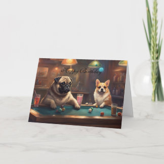 Honden die pool spelen Gefeliciteerd van het team Kaart