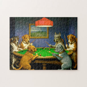 Honden die snooker biljart spelen grap legpuzzel