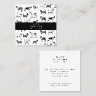  honden Dog Groomer Pet Spa Salon Vierkante Visitekaartje