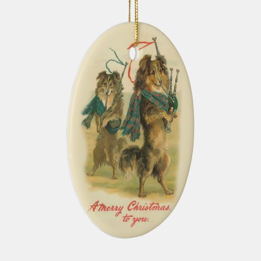 Honden en Bagpipes kerstversiering Keramisch Ornament (Rechts)