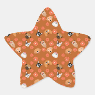 Honden en bloemen Rust Ster Sticker