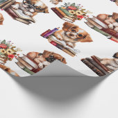 Honden en boekovers cadeaupapier (Hoek)