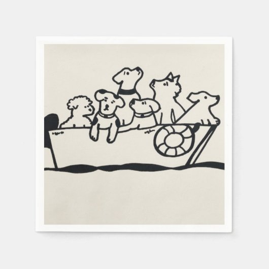 "Honden en boten" Papieren servetten van Willowcat (Voorkant)
