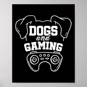 Honden En Gamen Gamer Videospel Speler Spellen Ner Poster