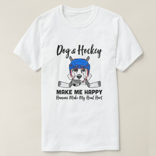 Honden en hakkey maken me blij dat mensen mijn hoo t-shirt (Design voorkant)