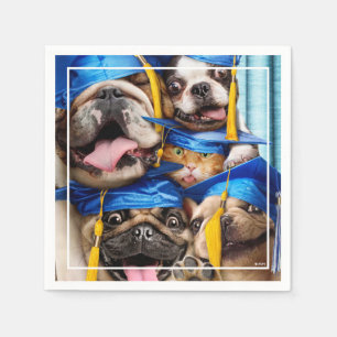 Honden en katten afgestudeerd in fotohokje servet
