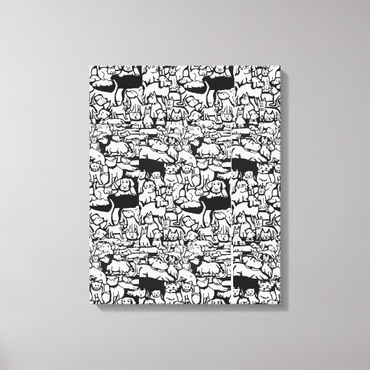 Honden en Katten Cartoon" Canvas Art Afdruk (Voorkant)
