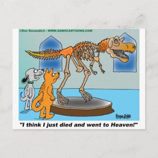 honden en katten in het museum Zie dinosaurusskele Briefkaart