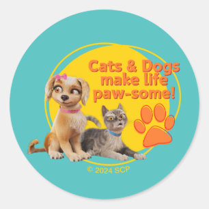 Honden en katten maken het leven pootjes! ronde sticker