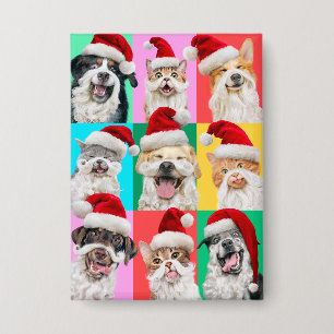 Honden en katten met kerstbaard button