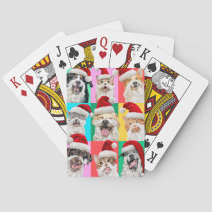 Honden en katten met kerstbaard pokerkaarten