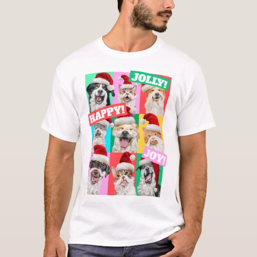 Honden en katten met kerstbaard t-shirt (Voorkant)