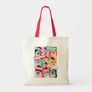 Honden en katten met kerstbaard tote bag