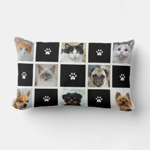 Honden- en kattenfoto's met pootpatroon op zwart kussen