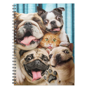 Honden en kattengroepfoto's notitieboek