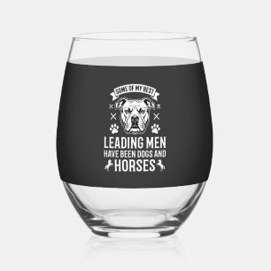 Honden En Paarden Leiden Mannen Wijnglas Zonder Voet