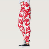 Honden en poten patroon 02.b Rood BG Leggings (Links)