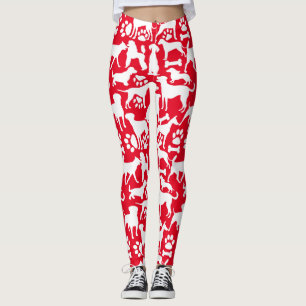 Honden en poten patroon 02.b Rood BG Leggings