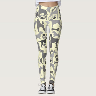 Honden en poten patroon 03.b Geel BG v2A Leggings