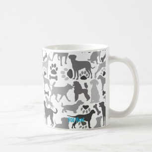 Honden en poten patroon 03.b White BG Cust Koffiemok