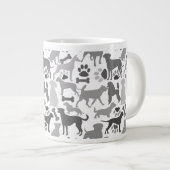 Honden en poten patroon 03.b Witte BG Extra Grote Beker (Voorkant rechts)