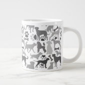 Honden en poten patroon 03.b Witte BG Extra Grote Beker (Rechts)