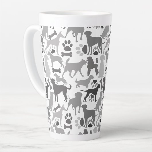 Honden en poten patroon 03.b Witte BG Latte Mok (Linkerhoek)