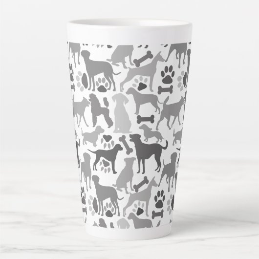 Honden en poten patroon 03.b Witte BG Latte Mok (Voorkant)
