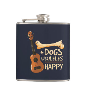 Honden en Ukulele maken me gelukkig Heupfles
