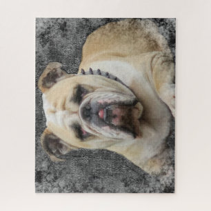 Honden, engelse bulldog, grimmig uitziend legpuzzel