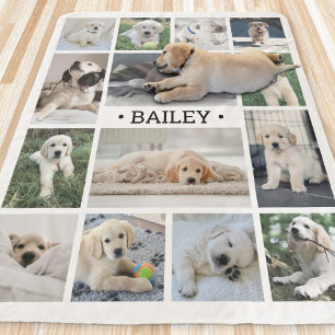 Honden Foto Collage Eenvoudig Modern Zwart en Wit Sherpa Deken